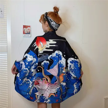 Japanese Kimono Harajuku Cardigan Haori Streetwear Loose Samurai Costume Suncreen Clothing Kimono Couple Jacket Shirt Yukata 
Japanese Kimono Harajuku Cardigan Haori Streetwear Loose Samurai Costume Suncreen Clothing Kimono Couple Jacket Shirt Yukata