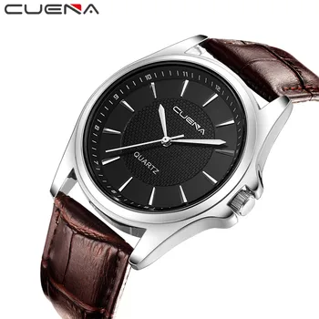 

2019 CUENA watches top luxury brand mens watch Leather Band Analog Quartz Vogue Wrist Watches relogio masculino orologio uomo