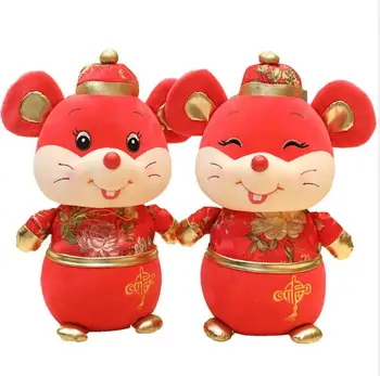 

2020 Year of the Rat Mascot Plush Toy Tang costume Mouse plush toy stuffed doll Zodiac Chinese new year gifts