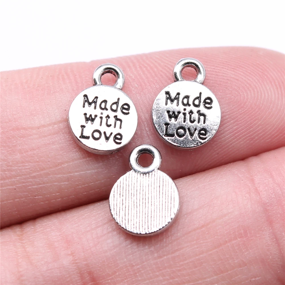 Wholesale 300pcs/bag 11x8mm Round Made With Love Charms Wholesale For Jewelry Making DIY Jewelry Findings
Wholesale 300pcs/bag 11x8mm Round Made With Love Charms Wholesale For Jewelry Making DIY Jewelry Findings