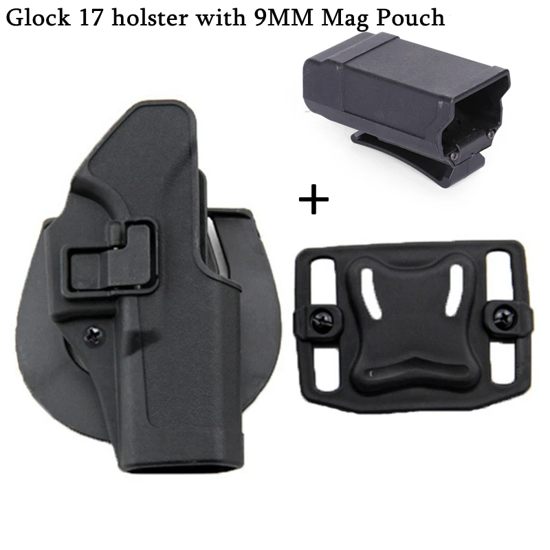Hunting Airsoft Pistol Holster for Glock 17 W/ Tactical Magazine Pouch Gun Accessories 9mm Mag Pouch
Hunting Airsoft Pistol Holster for Glock 17 W/ Tactical Magazine Pouch Gun Accessories 9mm Mag Pouch