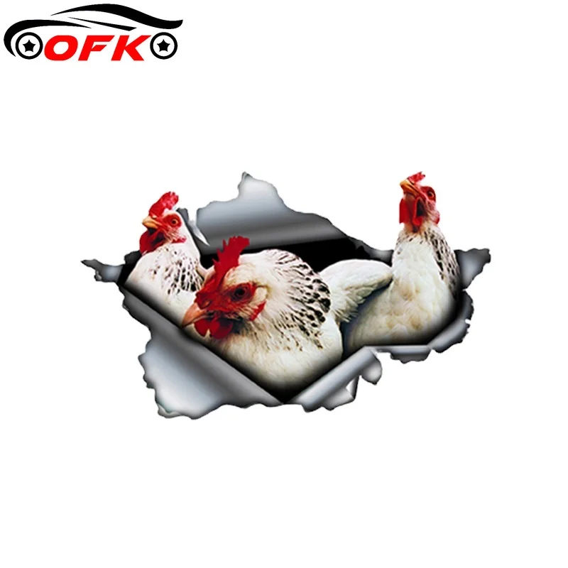 OFK White Hens Автомобильная наклейка рваная металлическая ферма Светоотражающая s