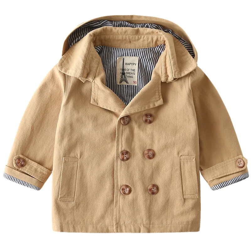 Kids Boys Trench Coat Autumn Baby Full Sleeve With Hooded Button Khaki Long Style Outerwear Casual Wind Proof Children Clothes
Kids Boys Trench Coat Autumn Baby Full Sleeve With Hooded Button Khaki Long Style Outerwear Casual Wind Proof Children Clothes