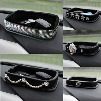 Creative Rhinestones PU Leather Car Phone Storage Box Instrument Panel Mobile Phone Keys Coin Storage Basin Armrest Storage Box
Creative Rhinestones PU Leather Car Phone Storage Box Instrument Panel Mobile Phone Keys Coin Storage Basin Armrest Storage Box