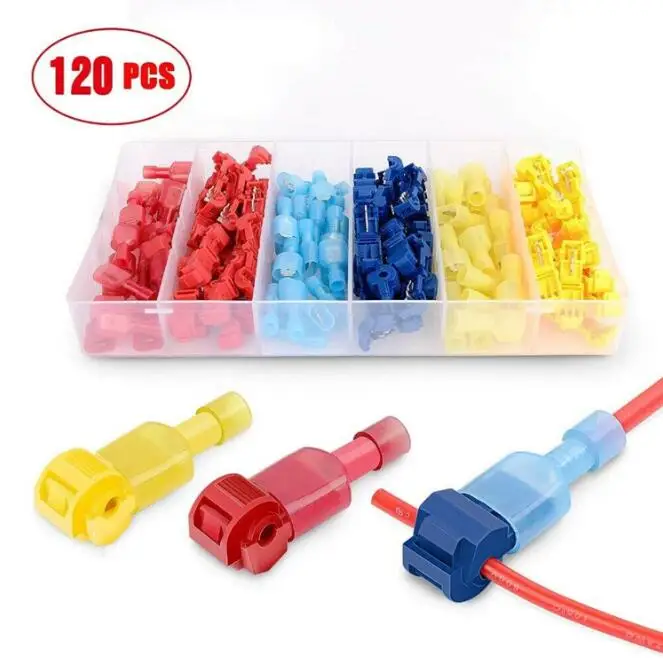120pcs Quick Splice Wire Cable Connectors Terminals /quick connect wire Crimp Scotch Lock Electrical Kit Tool Set T-shape
120pcs Quick Splice Wire Cable Connectors Terminals /quick connect wire Crimp Scotch Lock Electrical Kit Tool Set T-shape