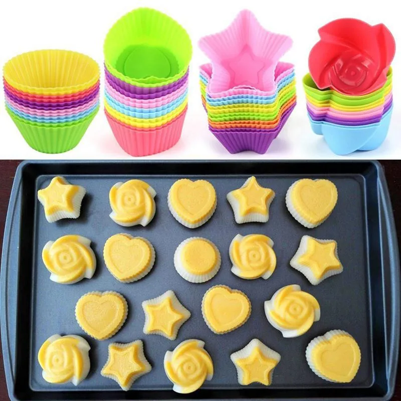 24pcs Muffin Cake Mold Heart Star Flower Round Shape Cupcake Cup Non Stick Silicone Soap Mould Reusable Baking Tool
24pcs Muffin Cake Mold Heart Star Flower Round Shape Cupcake Cup Non Stick Silicone Soap Mould Reusable Baking Tool