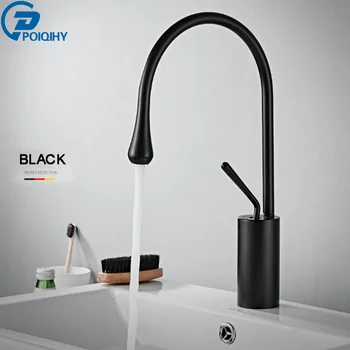 POIQIHY Matte Black Bathroom Mixer Single Handle Basin Faucet Tap Dripping Water Shape Cold Hot Water Crane Cook Faucet One Hole 
POIQIHY Matte Black Bathroom Mixer Single Handle Basin Faucet Tap Dripping Water Shape Cold Hot Water Crane Cook Faucet One Hole