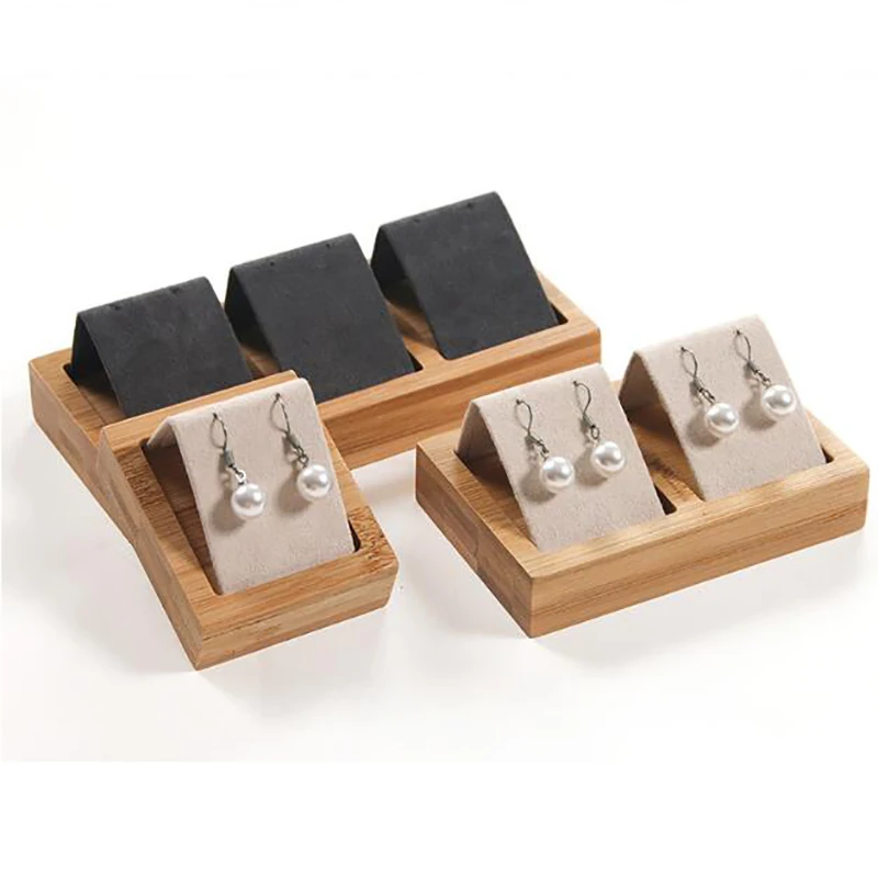 Bamboo Velvet Display Stand Ear Studs Earring Holder Jewelry Organizer Rack Storage Case Beige Gray Color 
Bamboo Velvet Display Stand Ear Studs Earring Holder Jewelry Organizer Rack Storage Case Beige Gray Color