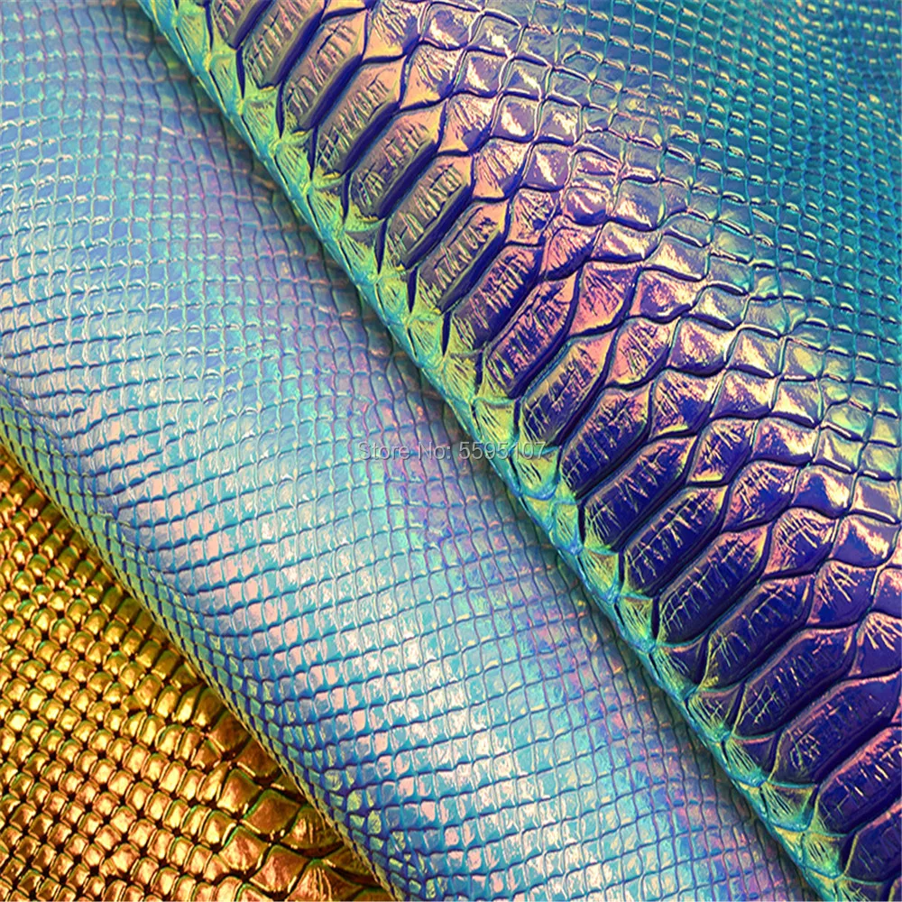 Переливающаяся змеиная цветная рельефная ткань с металлическим покрытием