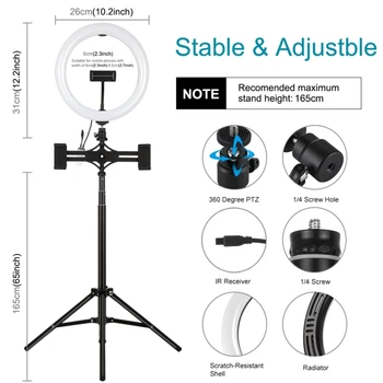 PULUZ 1.65M Tripod Mount 10.2 Inch 26cm Curved Surface USB RGBW Dimmable LED Ring Vlogging Video Light Live Broadcast Kits
PULUZ 1.65M Tripod Mount 10.2 Inch 26cm Curved Surface USB RGBW Dimmable LED Ring Vlogging Video Light Live Broadcast Kits