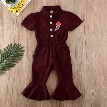 CANIS Toddler Baby Kids Girl Clothes Short Sleeve Button Rose Romper Jumpsuit Flared Pants Outfits
CANIS Toddler Baby Kids Girl Clothes Short Sleeve Button Rose Romper Jumpsuit Flared Pants Outfits