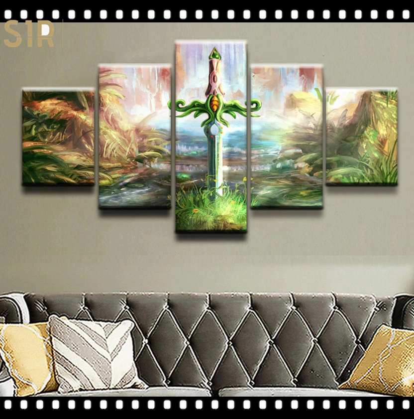 

The Legend Zelda Poster Vikings Pictures Wall Art 5 Pieces Canvas Painting Home Decor Living Room HD Printed Game Poster Anime
