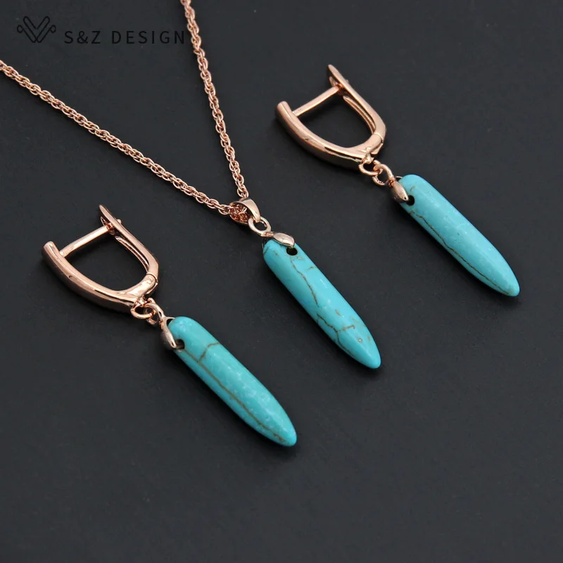 S&Z 2019 Fashion Simple Vintage Synthetic Turquoises Dangle Earrings Jewelry Set 585 Rose Gold For Women Girl Party Jewelry
S&Z 2019 Fashion Simple Vintage Synthetic Turquoises Dangle Earrings Jewelry Set 585 Rose Gold For Women Girl Party Jewelry