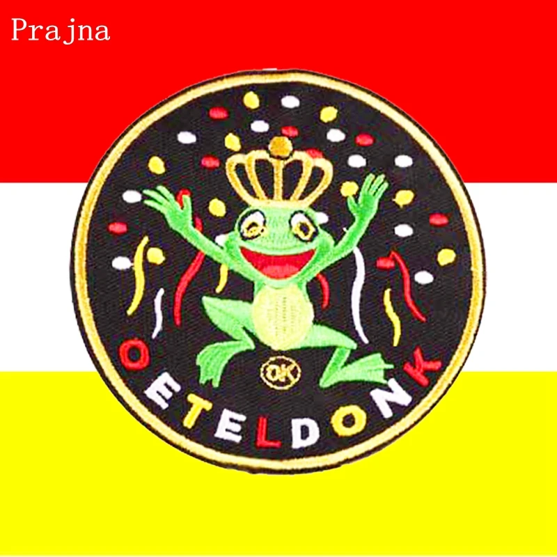 Oeteldonk Emblem Full Embroidered Frog Carnival for Netherland Iron on Patches on Clothes Stripe Embroidered Patches For Dress
Oeteldonk Emblem Full Embroidered Frog Carnival for Netherland Iron on Patches on Clothes Stripe Embroidered Patches For Dress