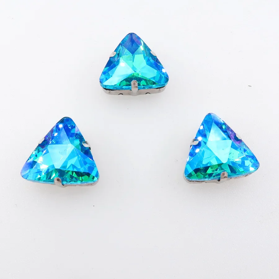 Description Picture 5 of itemAB colors Silver claw settings 18mm Triangle shape glass Crystal Sew on rhinestone beads garments shoes handicraft diy trim