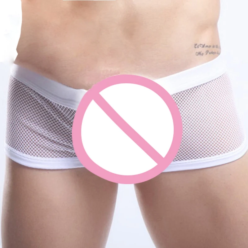 Description Picture 6 of itemCLEVER-MENMODE Sexy Mesh Boxer Men Underwear See Through Transparent Low Waist Nightwear Boxer Shorts Boxershorts Underpants