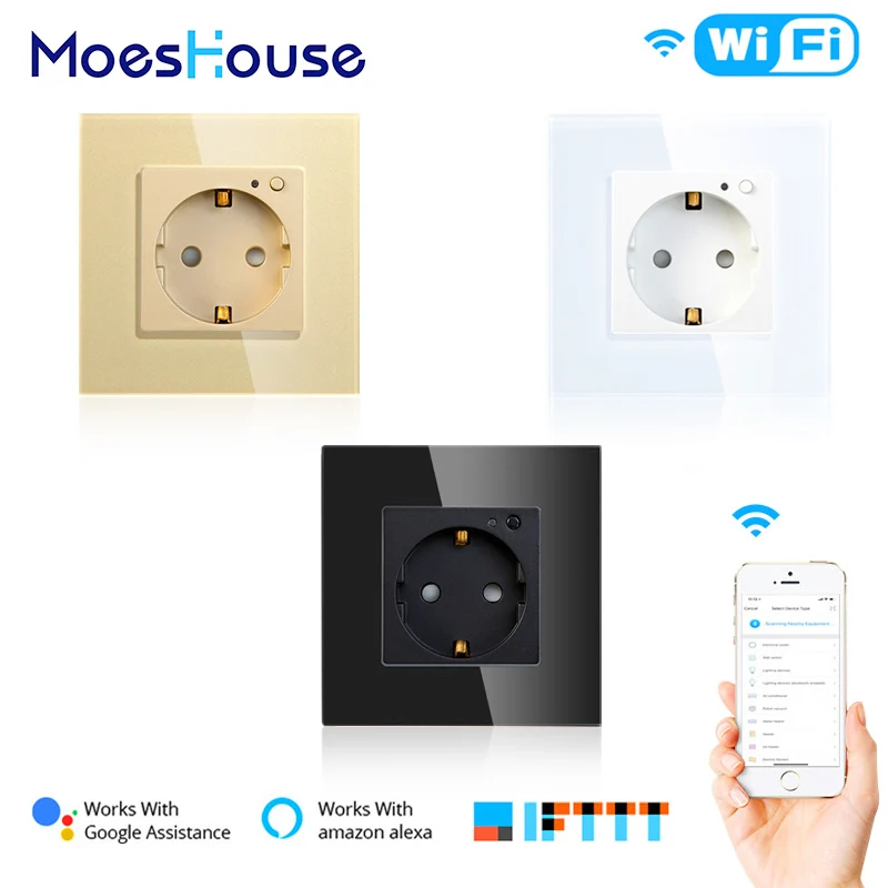EU WiFi Smart Wall Socket 16A Outlet Glass Panel Gemany Smart Life/Tuya Remote Control Works with Amazon Echo Alexa Google Home
EU WiFi Smart Wall Socket 16A Outlet Glass Panel Gemany Smart Life/Tuya Remote Control Works with Amazon Echo Alexa Google Home