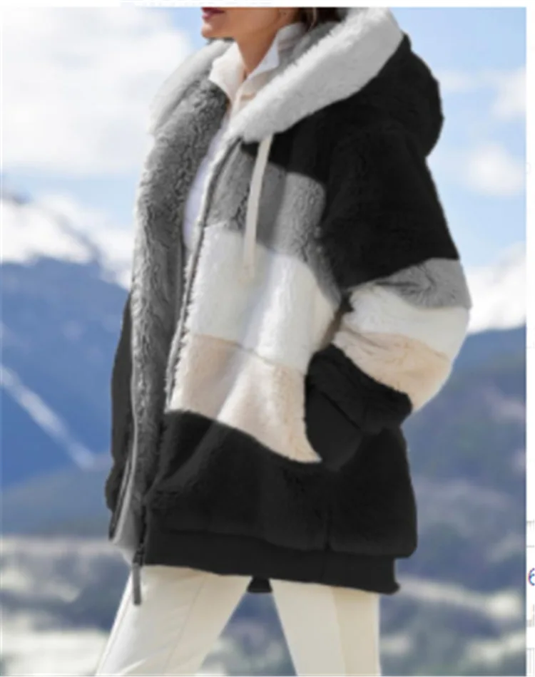 2020 Winter Short Coat Loose Casual Stitching Stripes Plush Soft Hooded Zipper Ladies Warm and Comfortable Lambskin Jacket Coat
2020 Winter Short Coat Loose Casual Stitching Stripes Plush Soft Hooded Zipper Ladies Warm and Comfortable Lambskin Jacket Coat