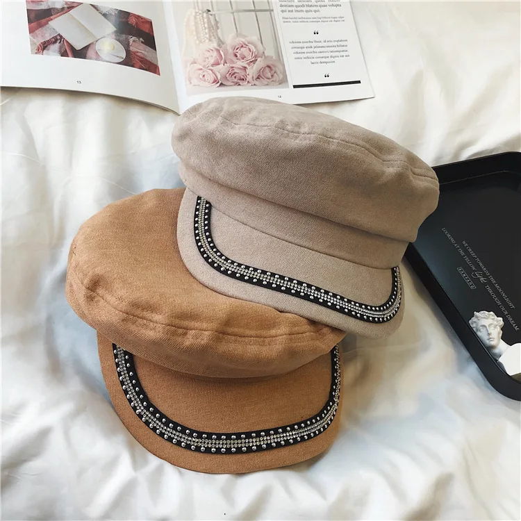 Hat Women's Autumn And Winter Days Korean-style Stylish Rhinestone Flat Roof Navy Cap Casual Versatile Beret England Octagonal B
Hat Women's Autumn And Winter Days Korean-style Stylish Rhinestone Flat Roof Navy Cap Casual Versatile Beret England Octagonal B