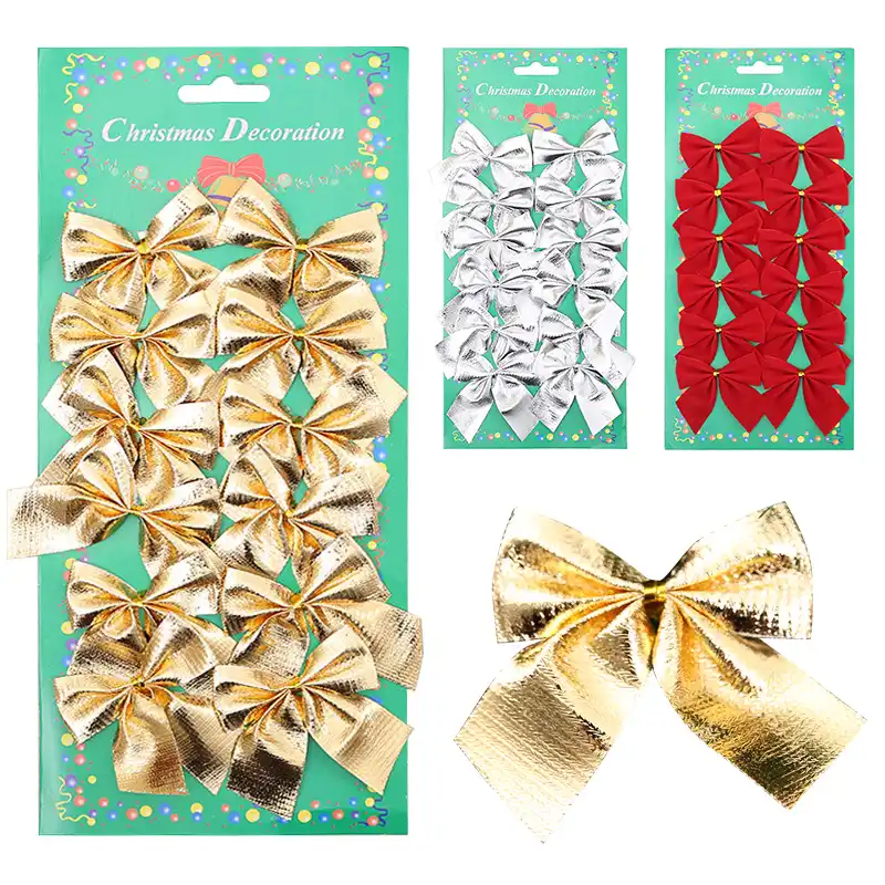 12pcs /lot 3 colors bow xmas ornament christmas tree decoration