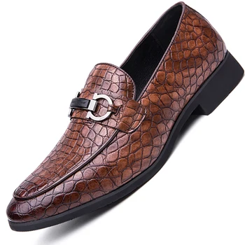 Formal Shoes Men Snake Pattern Dress Shoes Men Slip on Social Shoes Male Metal Decorations Leather Shoes Party Brown Black Red
Formal Shoes Men Snake Pattern Dress Shoes Men Slip on Social Shoes Male Metal Decorations Leather Shoes Party Brown Black Red