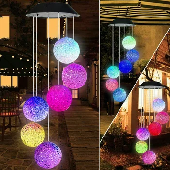 LED Solar Wind Chime Powered Lamp Color Changing Crystal Ball Wind Chimes Home Garden Decor Hang From Trees, Fences, Patio
LED Solar Wind Chime Powered Lamp Color Changing Crystal Ball Wind Chimes Home Garden Decor Hang From Trees, Fences, Patio