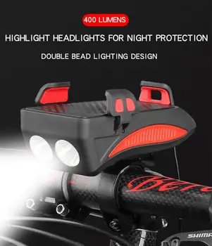 USB Bicycle Lights Multi-function Bike Horn Phone Holder Powerbank 4 in 1 Cycling Front Light Lamp for Night Riding
USB Bicycle Lights Multi-function Bike Horn Phone Holder Powerbank 4 in 1 Cycling Front Light Lamp for Night Riding