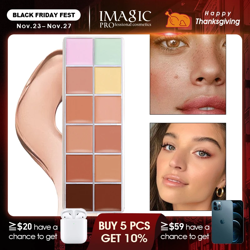 IMAGIC Face Contour Concealer 12 Colors Palette Makeup Cover Concealer Foundation Brightener Makeup Full Cover
IMAGIC Face Contour Concealer 12 Colors Palette Makeup Cover Concealer Foundation Brightener Makeup Full Cover