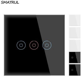 SMATRUL Wall Light Touch Sensor Switch No Neutral Wire Required 1 2 3 Gang 1 Way EU UK Power Crystal Glass Panel 110V 220V Home
SMATRUL Wall Light Touch Sensor Switch No Neutral Wire Required 1 2 3 Gang 1 Way EU UK Power Crystal Glass Panel 110V 220V Home