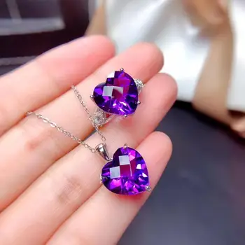 The Best GiftFor your girl Friend Amethyst jewelry set Natural Real Amethyst 925 sterling silver 1pc pendant,1pc ring 
The Best GiftFor your girl Friend Amethyst jewelry set Natural Real Amethyst 925 sterling silver 1pc pendant,1pc ring