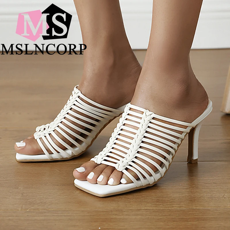 Plus Size 34-46 White Black Leather Belt PU Heels Sandals Slippers Women High Heels Flip Flops Square Toe Slides Party Shoes New
Plus Size 34-46 White Black Leather Belt PU Heels Sandals Slippers Women High Heels Flip Flops Square Toe Slides Party Shoes New