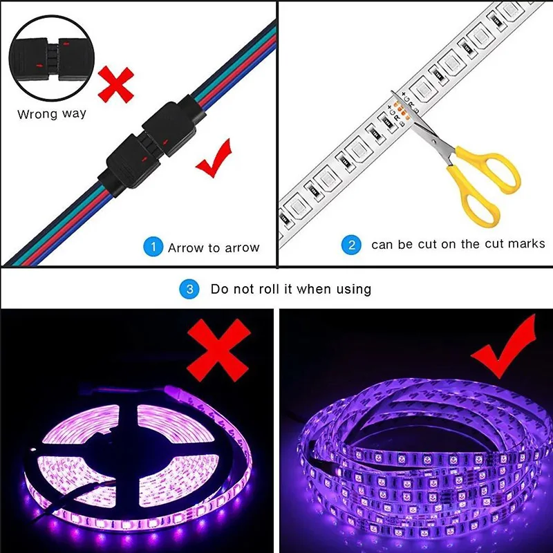 ZAHORIO LED Strip Light RGB LED 5050 SMD 2835 Flexible Ribbon RGB Stripe 5M 10M 15M tape diode DC 12V+Remote Control+ Adapter EU19