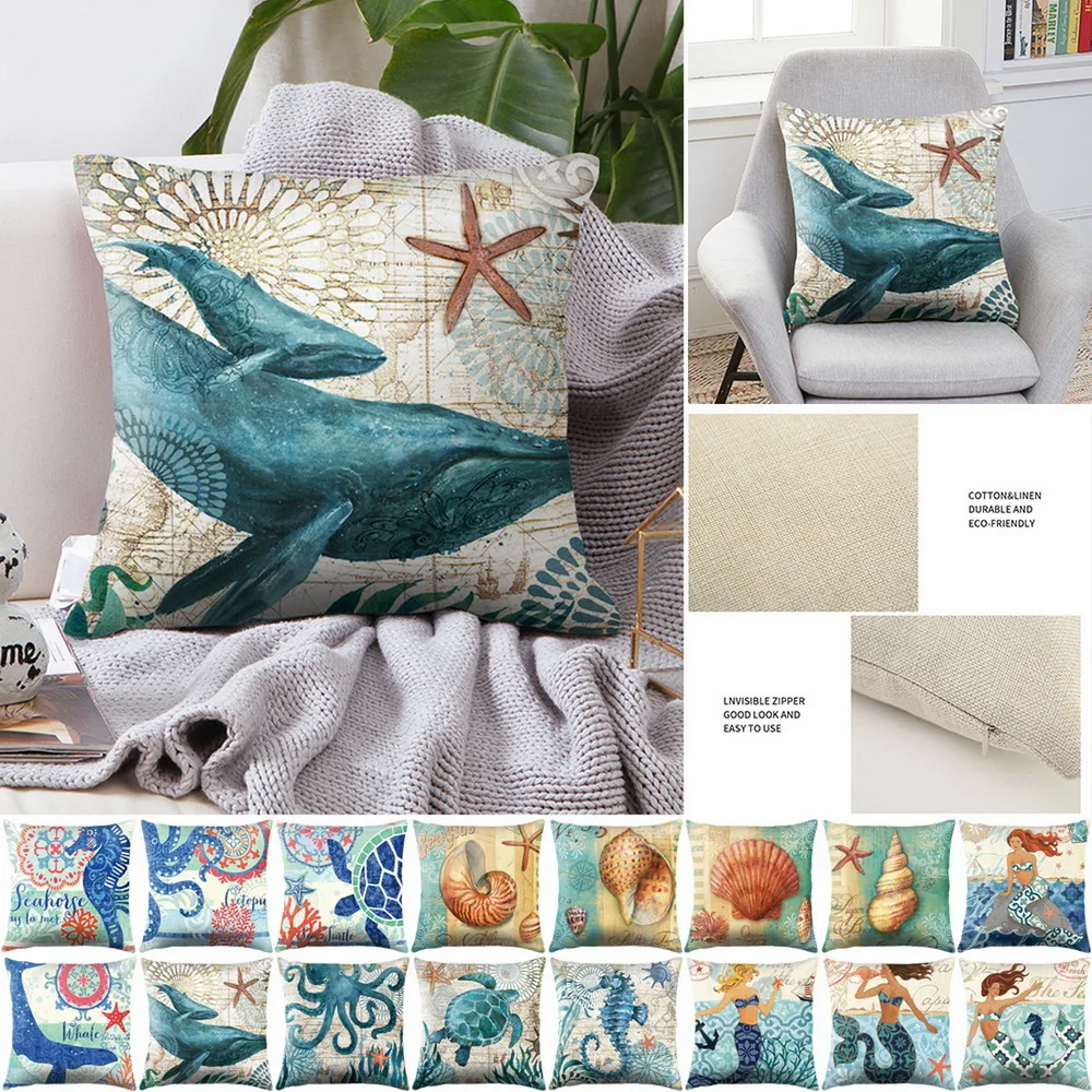Sea Turtle Printed Cushion Cover Cotton Linen Octopus Sofa Cushion Case Ocean Sea Horse Printed Home Decor Pillowcase
Sea Turtle Printed Cushion Cover Cotton Linen Octopus Sofa Cushion Case Ocean Sea Horse Printed Home Decor Pillowcase