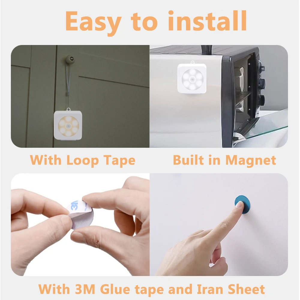 1/3/6Pack PIR Motion Sensor Closet Cabinet Light LED Motion Sensor Night Light Battery Operated with Hook Loop Tape D30
1/3/6Pack PIR Motion Sensor Closet Cabinet Light LED Motion Sensor Night Light Battery Operated with Hook Loop Tape D30