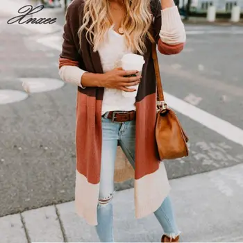 Xnxee Open Knitted Sweater Knit Cardigan Women Color Patchwork Long Pocket Cardigan Women Coat Knitted Cardigans Sweater
Xnxee Open Knitted Sweater Knit Cardigan Women Color Patchwork Long Pocket Cardigan Women Coat Knitted Cardigans Sweater