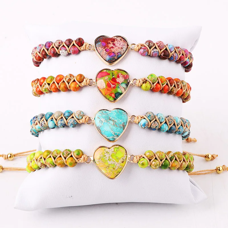 New Design Natural Stone Imperial Heart Charm Handmade Macrame Friendship Bracelet Women
New Design Natural Stone Imperial Heart Charm Handmade Macrame Friendship Bracelet Women