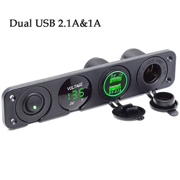 Switch Panel 4 Hole Dual USB 2.1A&1A Charger LED Voltmeter display + Cigarette Lighter Socket For Car Boat Motorcycle
Switch Panel 4 Hole Dual USB 2.1A&1A Charger LED Voltmeter display + Cigarette Lighter Socket For Car Boat Motorcycle
