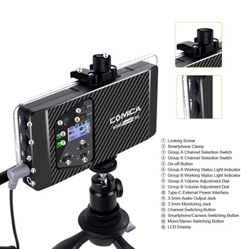 Comica Cvm-Ws60 Mini Wireless Microphone System (Two Transmitters One Receiver) for Smartphones and Cameras, Uhf 12 Channels 6
Comica Cvm-Ws60 Mini Wireless Microphone System (Two Transmitters One Receiver) for Smartphones and Cameras, Uhf 12 Channels 6