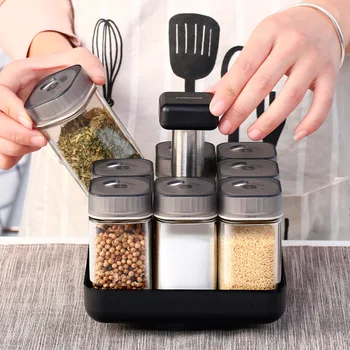 Kitchen Jars For Spices Rotating Glass Cruet Seasoning Jar Set BBQ Pepper Salt Shakers Paprika Bottle Kitchen Storage Rack Jar
Kitchen Jars For Spices Rotating Glass Cruet Seasoning Jar Set BBQ Pepper Salt Shakers Paprika Bottle Kitchen Storage Rack Jar