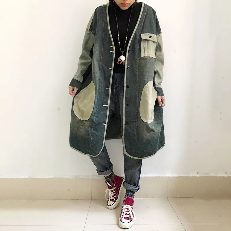 2019 Spring Large Size Dress Joint Jeans Coat Women's Casual Fashion Loose Gradient Color Button down Cardigan
2019 Spring Large Size Dress Joint Jeans Coat Women's Casual Fashion Loose Gradient Color Button down Cardigan