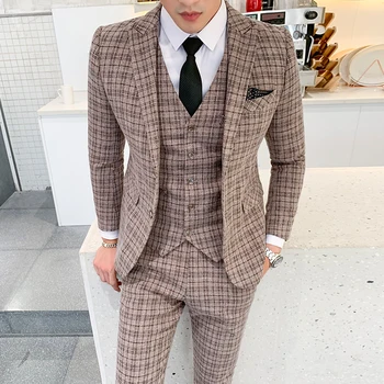 Mens Suits Slim 2020 Men's Groom Wedding Dress Plaid Formal Suits Set Men Fashion Casual Business Suit 3 Piece Suits Men
Mens Suits Slim 2020 Men's Groom Wedding Dress Plaid Formal Suits Set Men Fashion Casual Business Suit 3 Piece Suits Men
