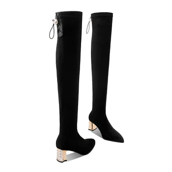 Women Over The Knee Boots Ladies Winter Stretch Fabric Warm Shoes Woman Metal High Heels Shoes Bottes Femme Botas Mujer 34-42
Women Over The Knee Boots Ladies Winter Stretch Fabric Warm Shoes Woman Metal High Heels Shoes Bottes Femme Botas Mujer 34-42