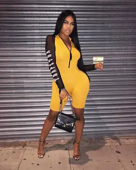 Echoine 2019 Fitness Sheer Mesh Patchwork Playsuit Sexy sporting Biker Zipper bodysuit Letter print Night Club Jumpsuit Roomper
Echoine 2019 Fitness Sheer Mesh Patchwork Playsuit Sexy sporting Biker Zipper bodysuit Letter print Night Club Jumpsuit Roomper