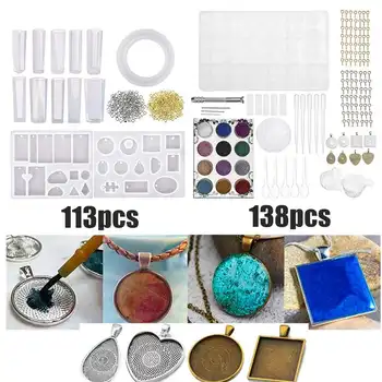 Resin Jewelry Casting Molds 113/138pcs Tool Set with Glitter Powder Decoration DIY Pendant Jewelry Bracelet Craft Making Tool 
Resin Jewelry Casting Molds 113/138pcs Tool Set with Glitter Powder Decoration DIY Pendant Jewelry Bracelet Craft Making Tool