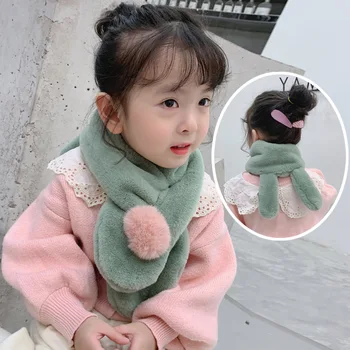 Girls fashion solid color cross warm bib cute rabbit ears baby plush scarf 
Girls fashion solid color cross warm bib cute rabbit ears baby plush scarf