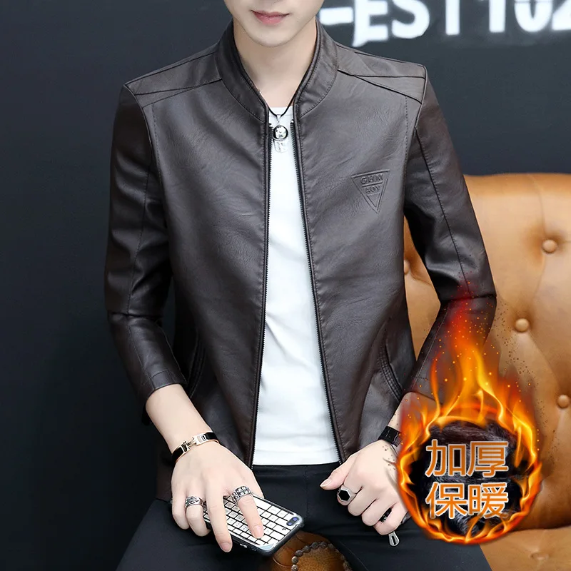 Men Slim Fit PU Leather Jacket Youth Large Size Inverted Triangle plus Velvet Leather Jacket Men'S Wear
Men Slim Fit PU Leather Jacket Youth Large Size Inverted Triangle plus Velvet Leather Jacket Men'S Wear