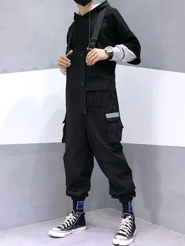 Japanese fashion men's casual loose beam harem pants street fashion hip hop strap bib susperdens pants men trousers 
Japanese fashion men's casual loose beam harem pants street fashion hip hop strap bib susperdens pants men trousers