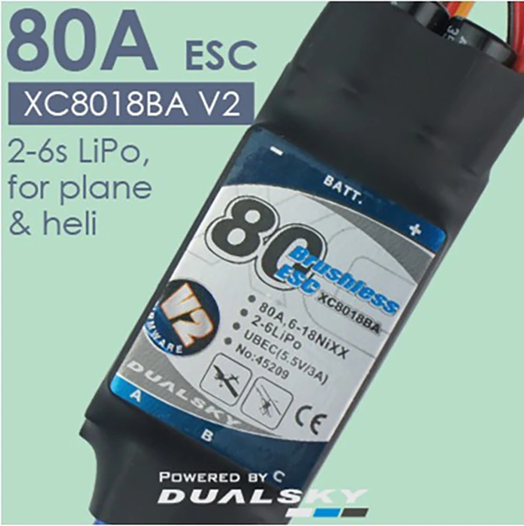 DualSky XC8018BA V2 80A ESC с BEC для радиоуправляемой модели автомобиля | Игрушки и хобби