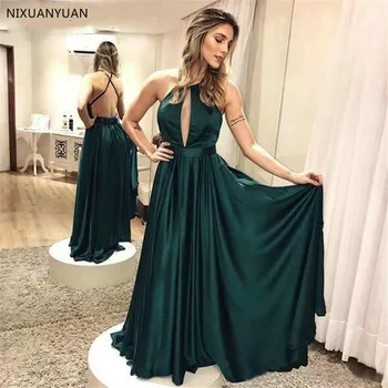 Sexy Dark Green Backless Evening Dresses Long Customized 2020 Elegant Satin Women Formal Dress Floor Length Evening Gowns
Sexy Dark Green Backless Evening Dresses Long Customized 2020 Elegant Satin Women Formal Dress Floor Length Evening Gowns