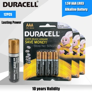 

12PCS Original DURACELL 1.5V AAA Alkaline Battery LR03 For Electric toothbrush Toy Flashlight Mouse clock Dry Primary Battery